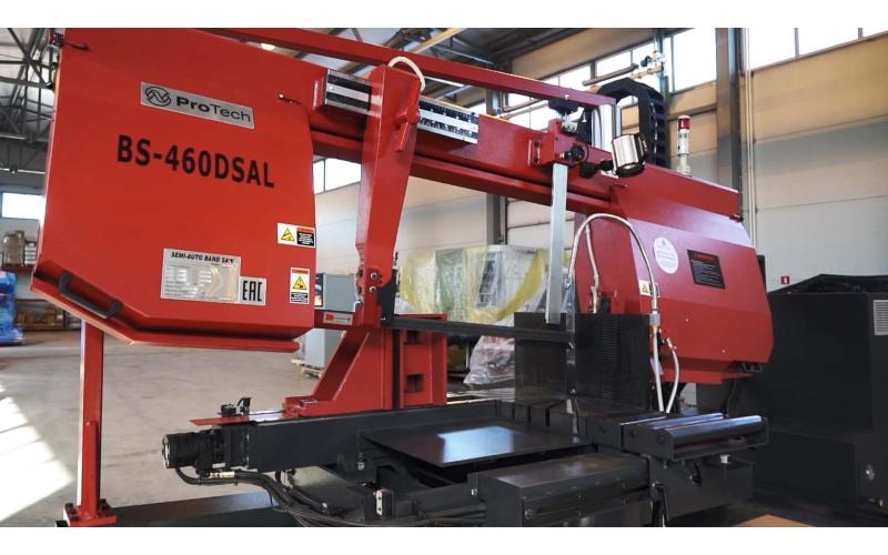 Полуавтоматический ленточнопильный станок колонного типа ProTech BS-460DSAL Полуавтоматический ленточнопильный станок колонного типа