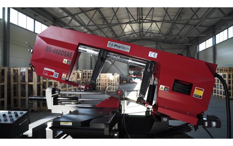 Полуавтоматический ленточнопильный станок маятникового типа ProTech BS-460DSAE Полуавтоматический ленточнопильный станок маятникового типа