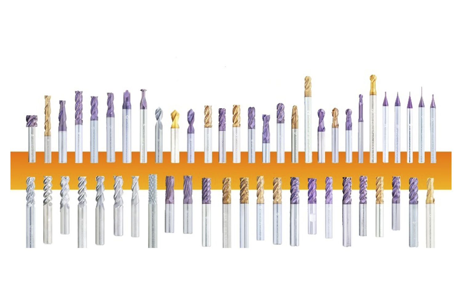 Пример различных геометрий рабочей части концевых фрез по металлу